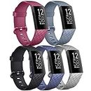 5 Pack Vancle Bands Compatible with Fitbit Charge 4 Bands/Charge 3 / Charge 3 SE Bands, Classic Soft Replacement Wristband Sport Strap for Women Men Small Large