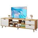 HshDUti TV Stand for 55 inch TV, Entertainment Center with 3 Drawers and Open Shelves, Small TV Stand Modern Media Console Table TV Console Wooden Television Furniture for Living Room, Office White