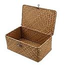 Esoes Wicker Storage Basket Woven Rattan Storage Box With Lids Seagrass Laundry Baskets Makeup Organizer For Bathroom, Living Room, Kitchen (S)