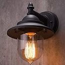 CGC Lighting applique murale exterieur Ampoule à vis standard du jardin extérieur E27 de lanterne décorative (Noir)