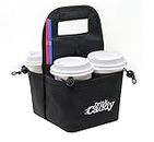 (4) - Portable Drink Carrier and Reusable Coffee Cup Holder by Drink Caddy - 4 Cup Collapsible Tote Bag with Organiser Pockets Safely Secures Hot and Cold Beverages - Perfect for Food Delivery and Take Out
