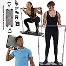 EVO Gym - Portable Home Gym Strength Training Equipment, at Home Gym | All in One Gym - 6 Resistance Bands, Base Holds Gym Bar & Handles for Travel | Portable Gym & Home Exercise Equipment | 120LBS