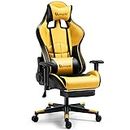 Upmarkt Multi-Functional Ergonomic Gaming Chair with Adjustable Armrests, Wear Resistant Faux Leather, Adjustable Neck & Lumbar Pillow (Yellow)