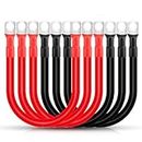 Linkstyle 6PCS 2 AWG Battery Cable, Auto Battery Cable with 3/8" Lugs Terminals Copper Wire, Red and Black Battery Cables for Car Marine Solar Motorcycle ATV RV Marine Motorcycle
