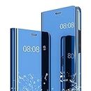 Nainika Mirror Clear View Magnetic-Stand Flip Case Cover for Samsung Galaxy Note 10 Plus (Diamond Blue)