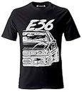 E36 M3 3 Series - Maglietta da uomo nera Nero L