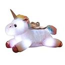 NYRWANA Magical Unicorn LED Light Plush and Soft Toy Pillow (White)
