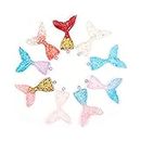 Airssory 20 Pcs Resin Mermaid Tail Shape Charming Pendants with Glitter Powder and Iron Findings for Jewelry Making Necklace Earrings Accessory - 46x30mm