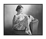 Poster Master Vintage Tattooed Lady Poster - Retro Woman With Tattoos Print - Tattoo Art - Circus Art - Photography Art - Black & White Art - Office or Living Room Wall Decor - 11x14 UNFRAMED Wall Art
