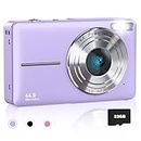 AiTechny Digital Camera, FHD 1080P Kids Camera, 44MP Point and Shoot Cameras for Pictures with 32GB Card, 16X Zoom, Lanyard, Portable Travel Mini Camera for Kids Teens Beginner(Purple)