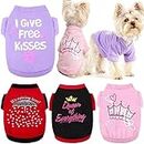 Yikeyo Set of 4 Dog Shirt for Small Dog Girl Puppy Clothes for Chihuahua Yorkies Bulldog Summer Pet Outfits Female Outfits Tshirt Apparel (4PC, Medium)
