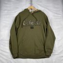 Vintage Cabelas Hoodie Mens LT Green Sweatshirt Spellout Hunting Fishing Sweater