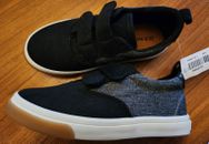 Old Navy Boys SIZE 9 Double Strap Canvas Faux Suede Sneakers Black #532223