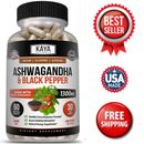 Organic Ashwagandha Capsules 1300mg Supplement w/ Black Pepper Root Powder