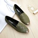 Women's Square Toe Slip On Flat Heels Fashion Style Loafers Shoes Plus Size