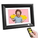 Kodak 10.1 Inch Wood Digital Photo Frame with Remote Control, IPS Screen HD Display, Auto-Rotate, Wall Mountable, Programmable Auto On/Off, Enjoy Your Precious Moment in Slideshow - Black