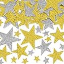 Alvika - Glitter Foam Star Stickers - Pack of 200 Gold & Silver Self Adhesive Reward Stickers for DIY Art & Craft Projects in 3 Sizes (1.5 cm, 3.5 cm and 5cm)