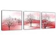 Tableau toile sur la marque visario 150 x 50 cm les trois parties motif arbres rose 4205 bilder kunstdruck tableau