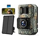 Trail Camera Sends Picture to Cell Phone, 48MP 30FPS Solar WiFi Trail Camera No Need Any Batteries, Trail Camera with Night Vision with 100° Range, 0.1S Trigger Speed, Game Camera with 32GB SD Card
