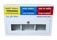 Lavicraft 3 Slits Metal Cheque Drop Box (Bilingual) with Lock & Two Keys Suggestion Box (White)