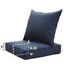 SewKer Outdoor Chair Cushion, 24x24 Deep Seat Patio Furniture Replacement Cushions Set - Dark Blue