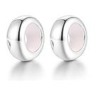 2 Pcs Spacer Beads Charm Stopper Sterling Silver with Rubber Fit for Pandora/European Charm Bracelets (Silver)