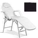 Giantex Adjustable Massage Facial Table Bed, 73 Inch Massage Tattoo Chair for Salon Beauty Spa, Portable Folding Spa Bed Table w/Carry Case, White