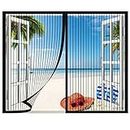 Magnetic Window Screen, Anti Mosquito Automatically Seal Magnetic Fly Screen, Easy to Install Without Drilling, for Any Kind of Windows-Black|| 66x74inch(170x190cm)