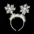 Christmas Headbands White Snowflake Feather Hair Band for Women Girls Xmas Hair Headdress New Year Costume Party Gifts Hair Boppers Winter Christmas Snow Flake Glitter Hairbands Hair Accessories 1Pcs