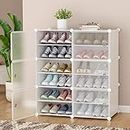 Homeland Design your Heritage Shoe Rack - 12-White Organizer/Multi-Purpose Shelf Storage Cabinet Stand Expandable for Heels, Boots, Slippers Plastic Portable and Folding Shoe Rack (White, 12-Layer)