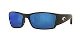 Costa Del Mar Gafas de sol rectangulares Corbina para hombre, color negro/gris/azul mate, polarizada-580p., Mate/Gris/Azul Espejo, Polarizado-580p.