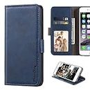 Nokia Lumia 530 Case, Leather Wallet Case with Cash & Card Slots Soft TPU Back Cover Magnet Flip Case for Nokia Lumia 530 (Blue)