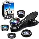SHUTTERMOON Upgraded Phone Camera Lens Kit (5 in 1) - Macro Lens+Super Wide Angle Lens+Telephoto Zoom Lens+198 Fisheye Lens+CPL for iPhone, Pixel, Samsung, Android, Smartphones
