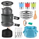 22Pcs Camping Cookware Mess Kit, Camping Pot and Pan Cooking Set Outdoor Camping