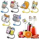 Stanley Cup Straw Topper,Cute Animals Straw Cover,10mm 0.4in Straw Tips Lids,7Pcs Covers Cap Cup Accessories,Drinking Straw Tip Covers Fit for Stanley Cups,Popotes Para Stanley 40 oz