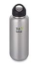 Klean Kanteen Wide Mouth Single Wall Stainless Steel Water Bottle with Leak Proof Stainless Steel Interior Cap - 40oz - Brushed Stainless