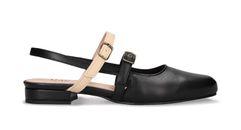 Zapatos veganos mujer negros apple skin con hebillas tipo sandalia destalonada