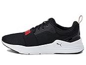 PUMA Men's Wired Run Sneaker, Puma Black/High-risk Red/Puma White, 10 US