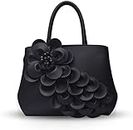ISRA Fashion Flower Pattern Crossbody Bag Shoulder Bag Handbag (Black)