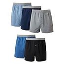 Hanes Men's 5-Pack Exposed Waistband Knit Boxers, Assorted, Medium/32-34