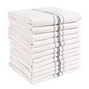 KAF Home Farmhouse Kitchen Towels - Classic Stripe Kitchen Dish Towels - Set of 12 Kitchen Hand Towels Cotton - Durable & Reusable Dish Cloth - Ideal for Cooking, Cleaning, & Dining(Charcoal,15x25)