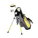 KVV Junior Complete Golf Club Set for Kids/Children Right Hand, 4-Piece Set Includes Oversize Driver, S# & 7# Irons, Putter, Head Cover, Golf Stand Bag(Yellow8-10)