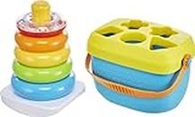 Fisher-Price Infant Toy Set with Baby’s First Blocks (10 Shapes) and Rock-a-Stack Ring Stacking Toy for Ages 6+ Months