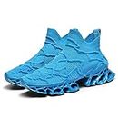 Takidtoo Men Women Sneakers Mesh Breathable Comfort Slip on Athletic Sport Trail Running Blade Walking Tennis Shoes, Blue, 9 Women/8.5 Men