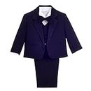 Dressy Daisy Toddler Boy' 5 Pcs Set Formal Tuxedo Suits No Tail Wedding Outfits Size 2T to 3T Dark Navy