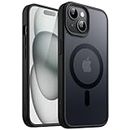JETech Cover Magnetica per iPhone 15 6,1 Pollici Compatibile con MagSafe, Custodia Traslucida Opaca Posteriore Sottile Antiurto (Nero)