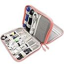 Teskyer Cable Organizer Bag, Portable Travel Cord Organizer case, All in One Waterproof Electronics Accessories Storage Bag for Cables, Chargers, Earphones, Hard Drives, 9.6 x 6.9 inch (Pink)