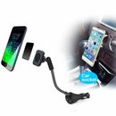 Magnetic Car Mount Phone Holder Gooseneck Cradles Stand with Dual USB Charger
