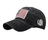 Adjustable Baseball Cap American Flag Hat Headdress Outdoor Sports Cap Peaked Cap Cotton Black