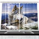 Wolf Kitchen Curtains 3D Window Drapes 2 Panel Set with Gliders Hooks